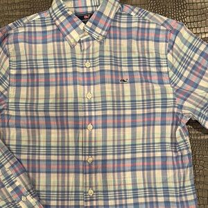 Vineyard Vines Casual Blue and Pink Plaid Shirt